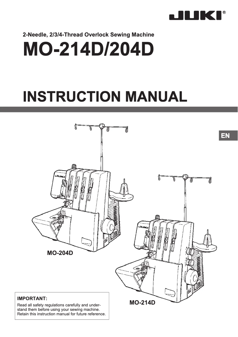 Page 1 de la notice Manuel utilisateur Juki MO-204D