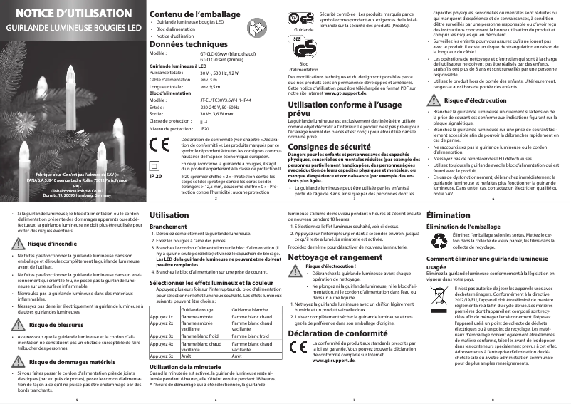 Page 1 de la notice Manuel utilisateur GlobalTronics GT-CLC-03am