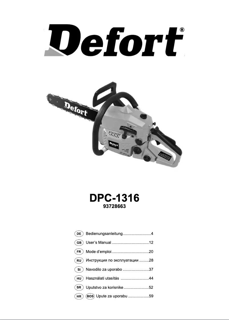 Page 1 de la notice Manuel utilisateur Defort DPC-1316