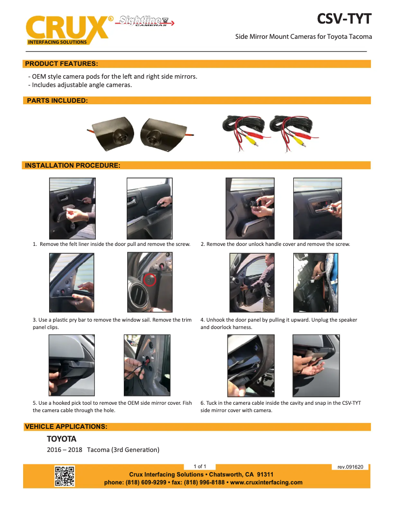 Page 1 de la notice Manuel utilisateur CRUX CSV-TYT