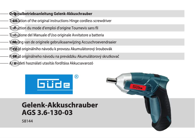 Image de la première page du manuel de l'appareil AGS 3.6-130-03