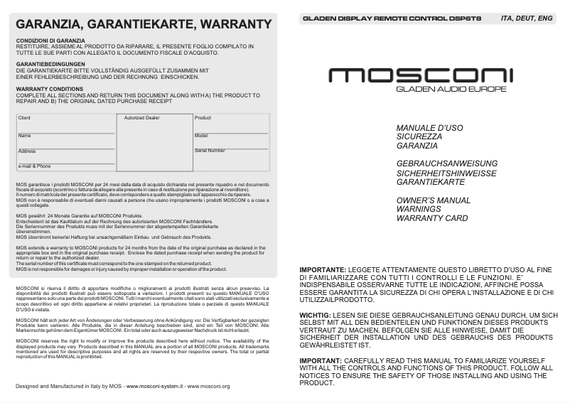 Image de la première page du manuel de l'appareil DSP6T8
