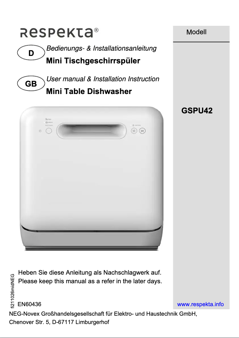 Page 1 de la notice Manuel utilisateur Respekta Alba GSPU42