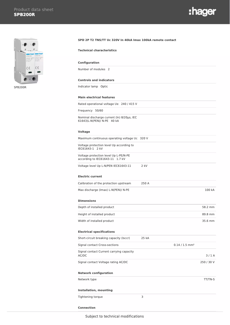 Image de la première page du manuel de l'appareil SPB200R