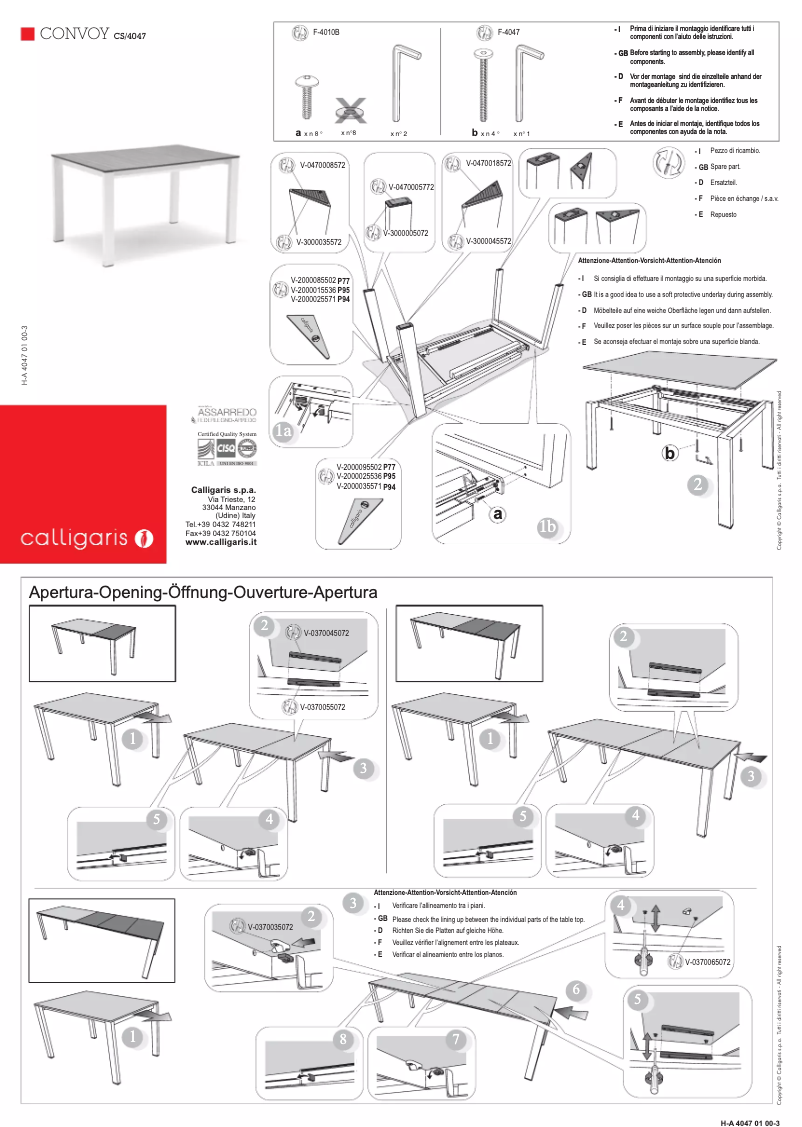 Page 1 de la notice Manuel utilisateur Calligaris .com CS-4047-MST