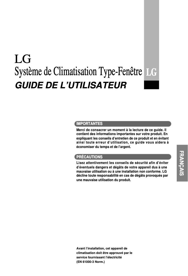 Image de la première page du manuel de l'appareil LWN1862QCG