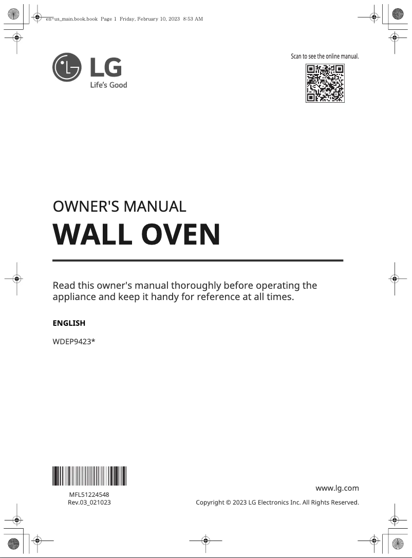 Image de la première page du manuel de l'appareil WDEP9423F