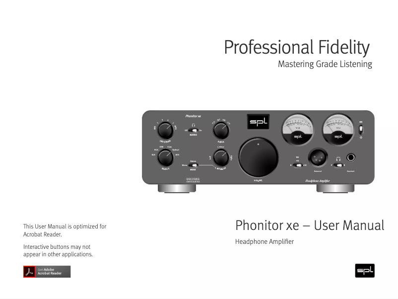 Imagen de la primera página del manual del dispositivo Phonitor xe
