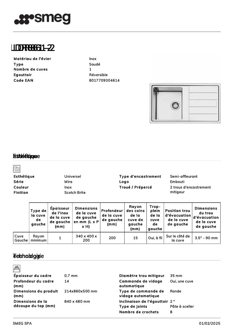 Page n°1 - Manuel utilisateur Smeg LDR861-2