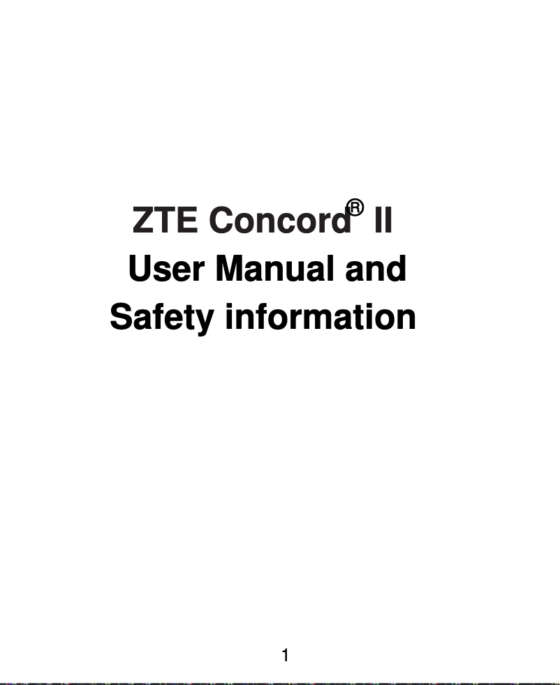 Page n°1 - Manuel utilisateur ZTE Concord II