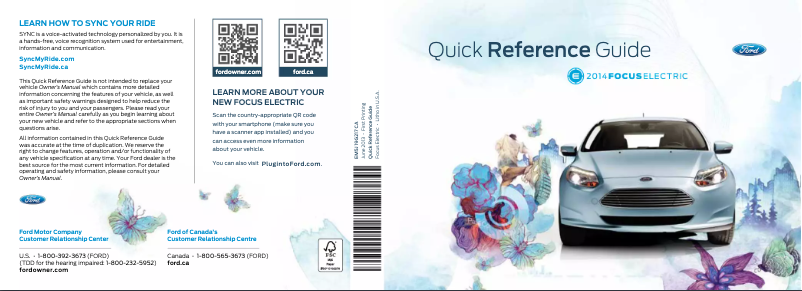 Image de la première page du manuel de l'appareil Focus Electric (2014)