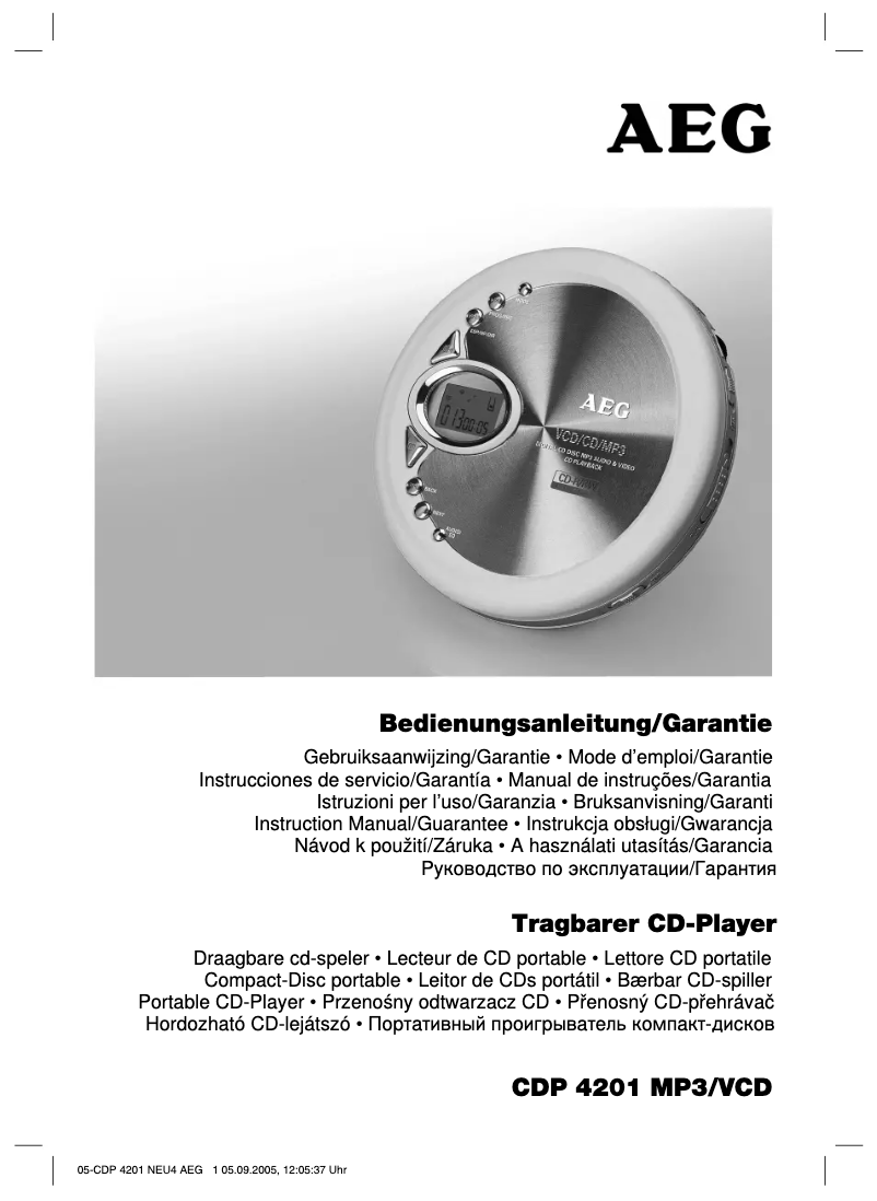 Page 1 de la notice Manuel utilisateur AEG CDP 4201 MP3/VCD