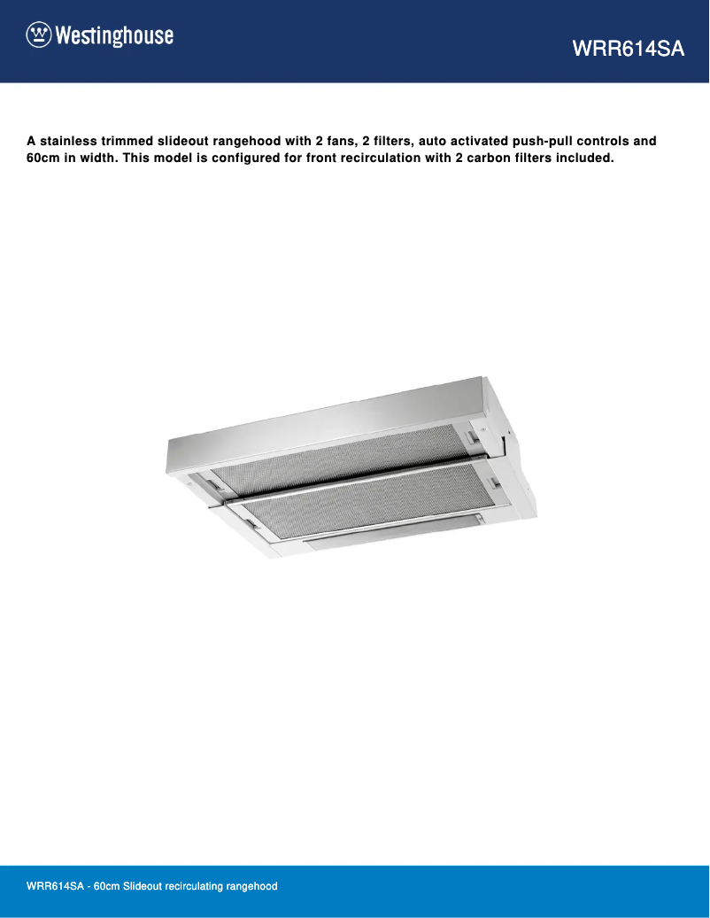 Page 1 de la notice Fiche technique Westinghouse WRR614SA