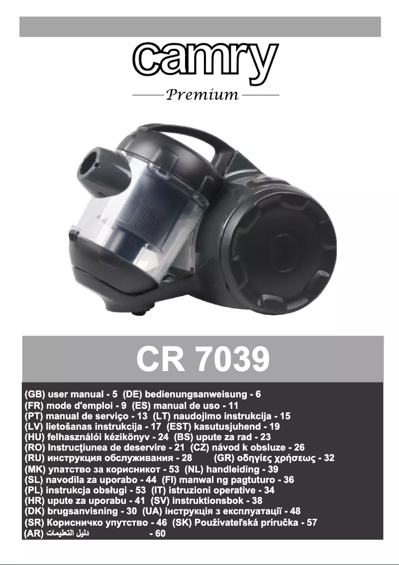 Page n°1 - Manuel utilisateur Camry CR 7039