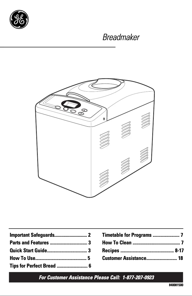 Page 1 de la notice Manuel utilisateur GE 106861