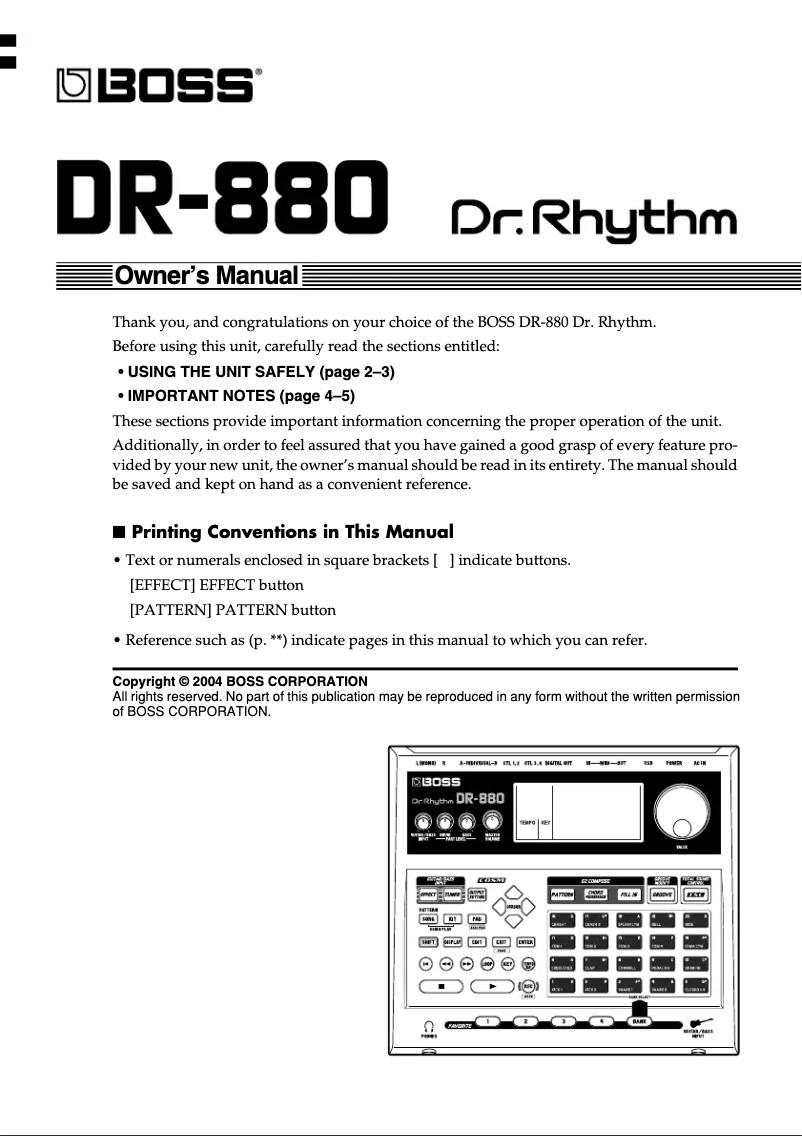 Imagen de la primera página del manual del dispositivo DR-880