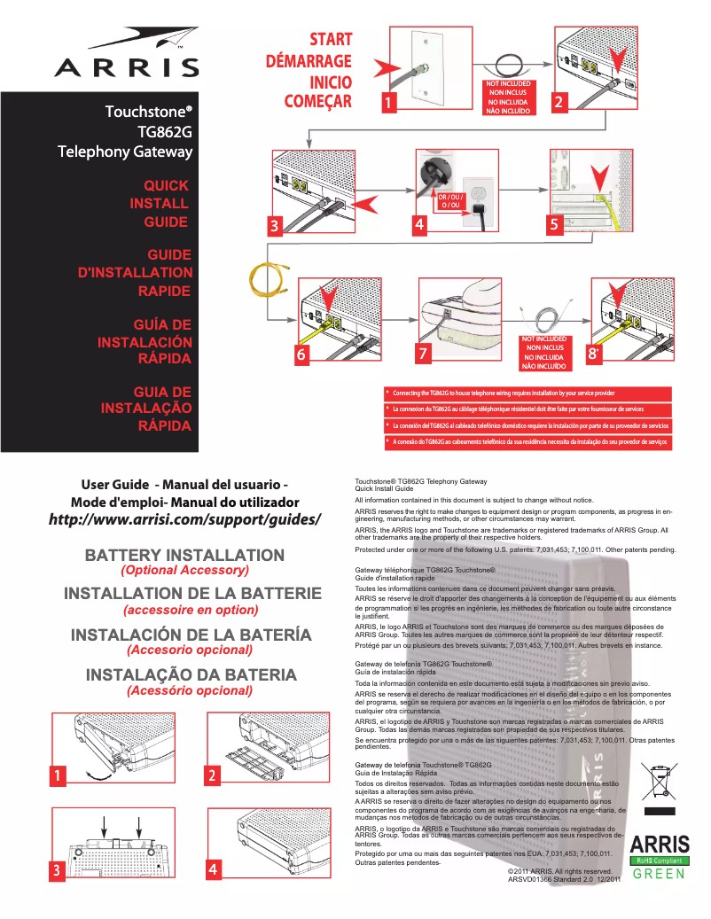 Image de la première page du manuel de l'appareil Touchstone TG862