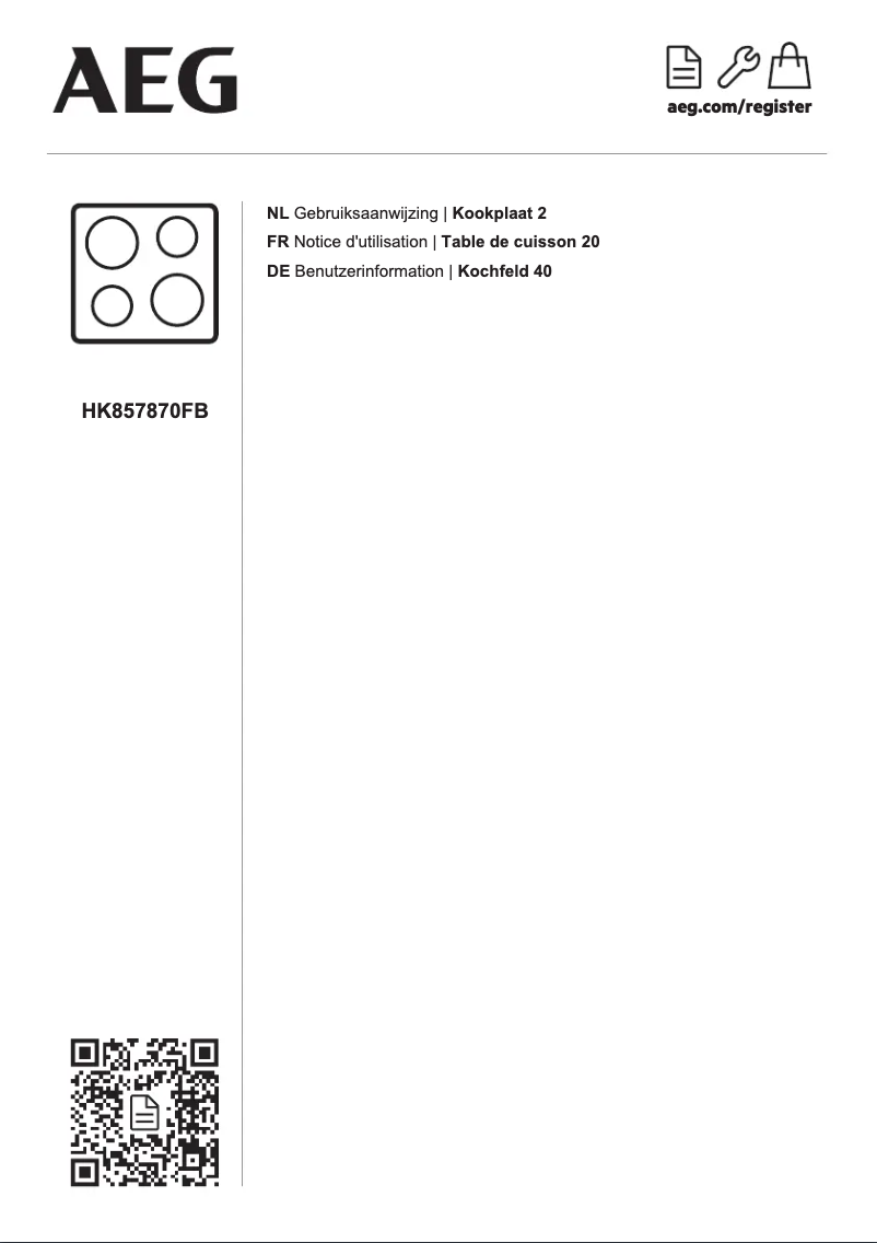 Page n°1 - Manuel utilisateur AEG HK857870FB
