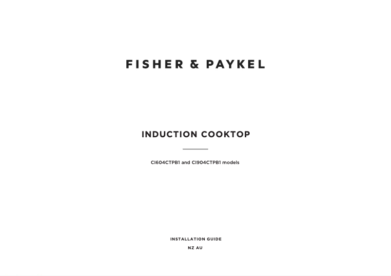 Page 1 de la notice Guide d'installation Fisher & Paykel CI904CTPB1