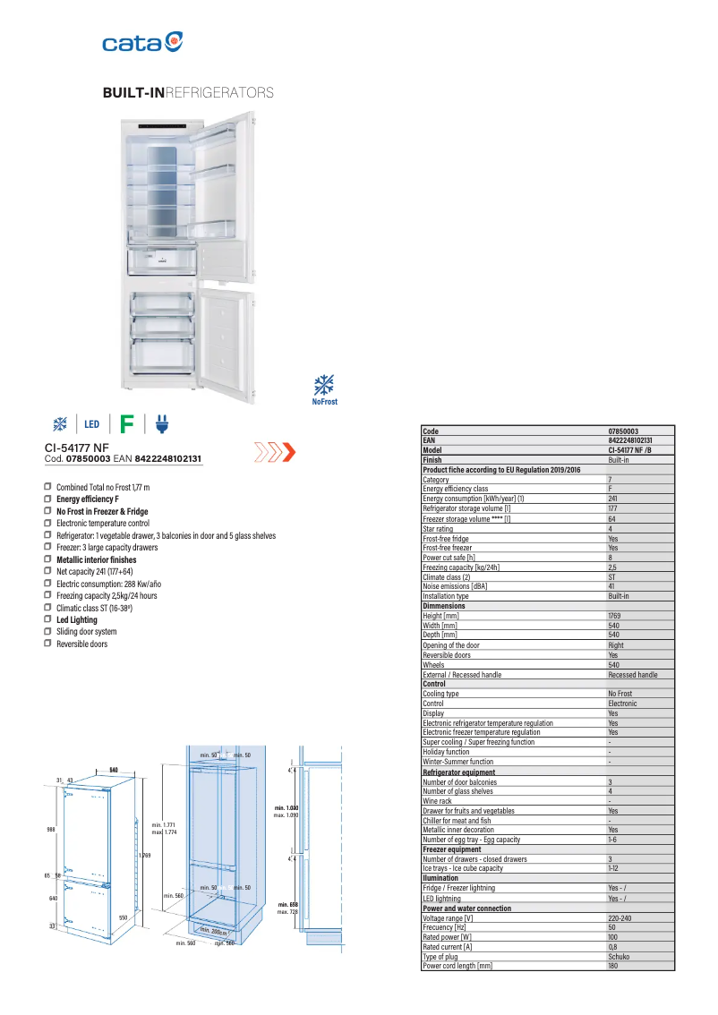 Page 1 de la notice Fiche technique CATA CI 54177 NF
