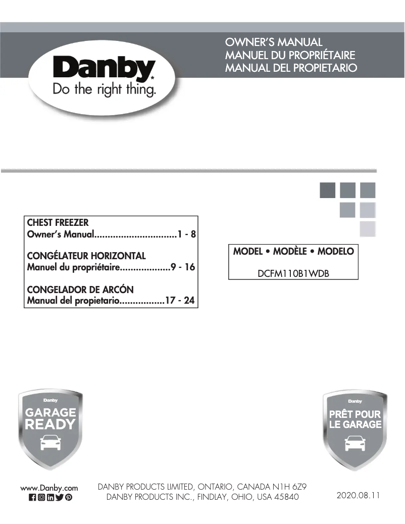 Page 1 de la notice Manuel utilisateur Danby DCFM110B1WDB