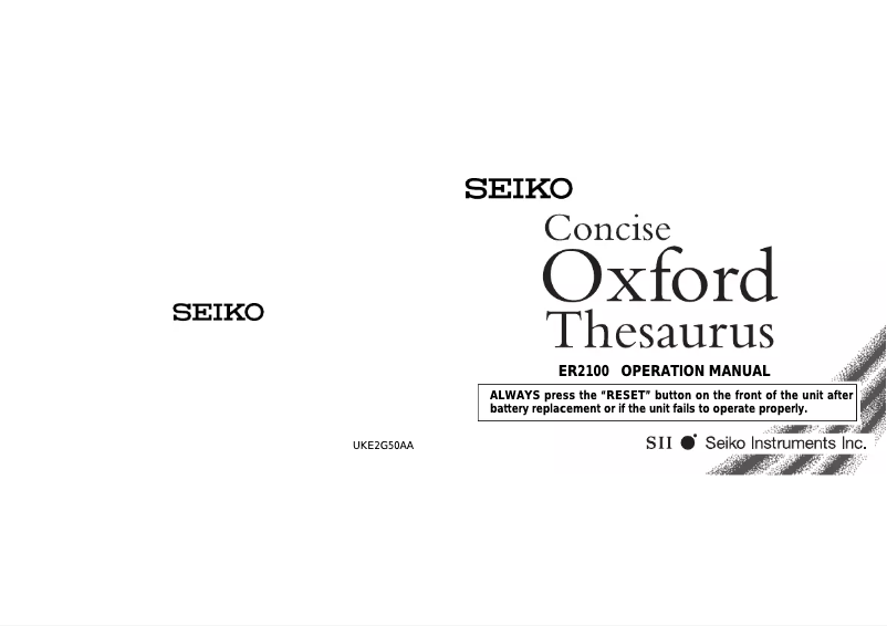 Page 1 de la notice Manuel utilisateur Seiko ER2100