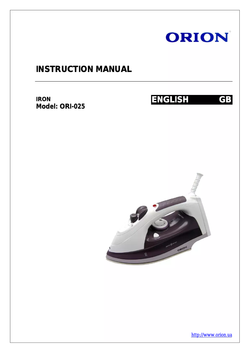 Page 1 de la notice Manuel utilisateur Orion ORI-025