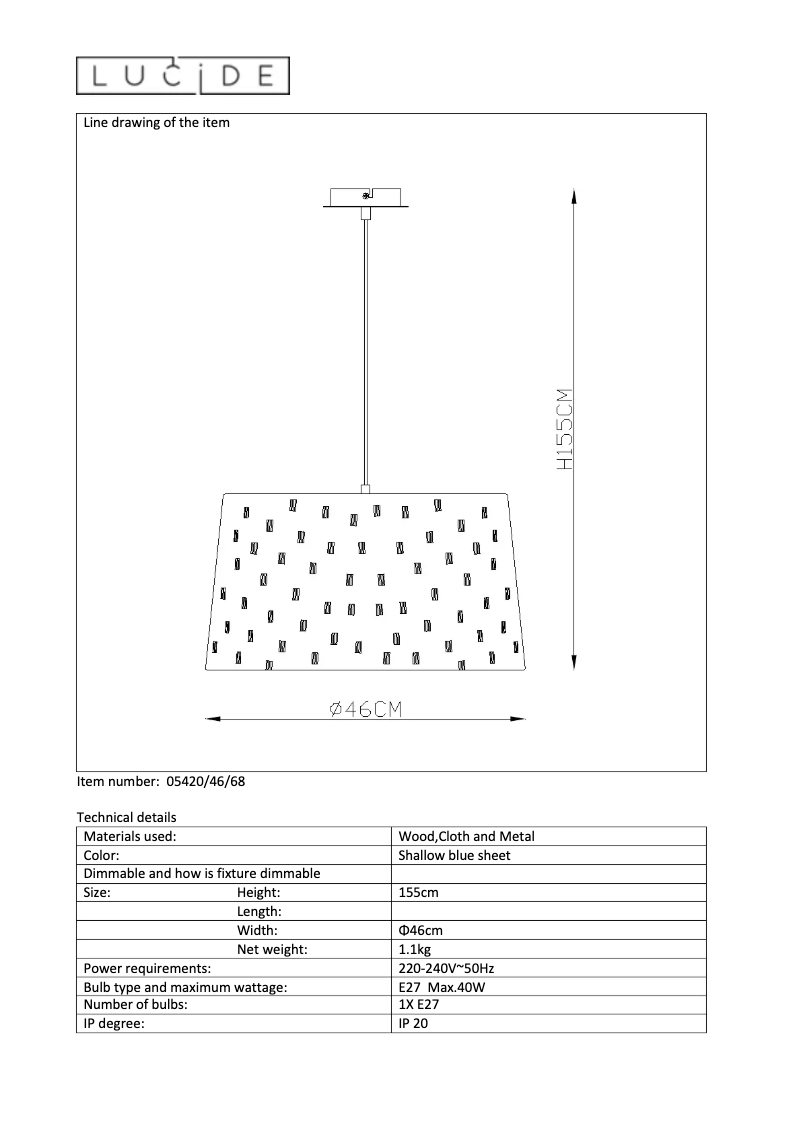 Page 1 de la notice Manuel utilisateur Lucide Denim