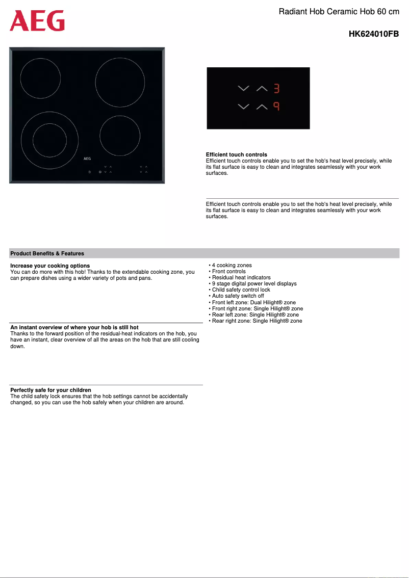 Page n°1 - Fiche technique AEG HK624010FB