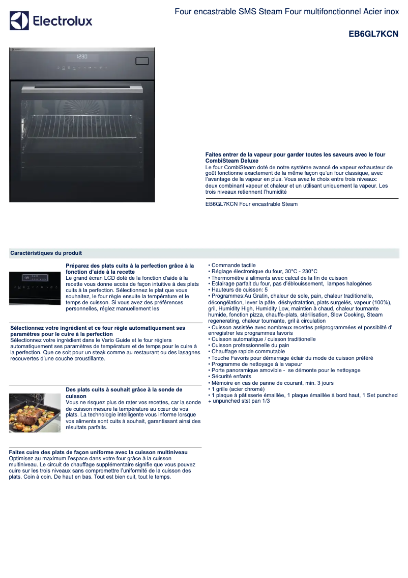 Page n°1 - Fiche technique Electrolux EB6GL7KCN