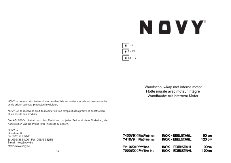 Page 1 de la notice Manuel utilisateur Novy Flat'Line 7400