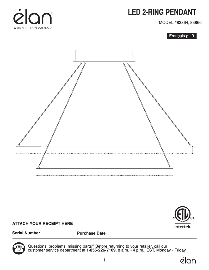 Page n°1 - Manuel utilisateur Kichler 83866