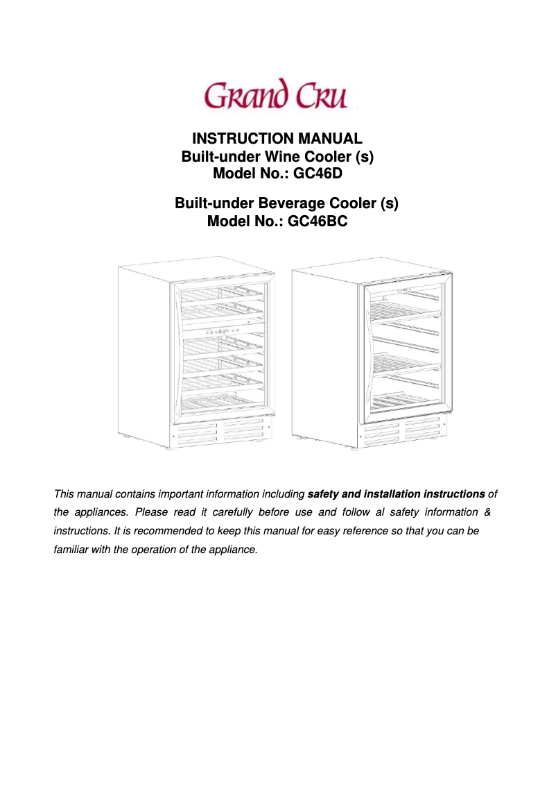 Image de la première page du manuel de l'appareil GC46D