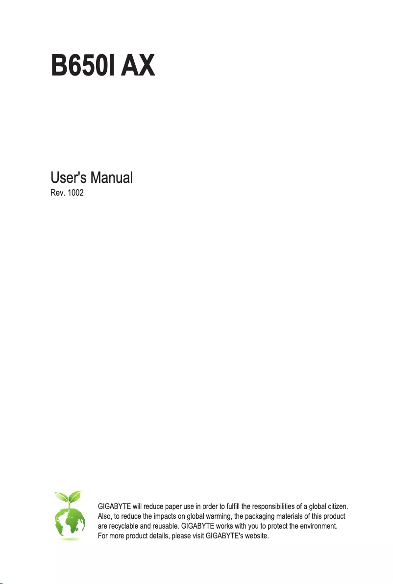 Image de la première page du manuel de l'appareil B650I AX