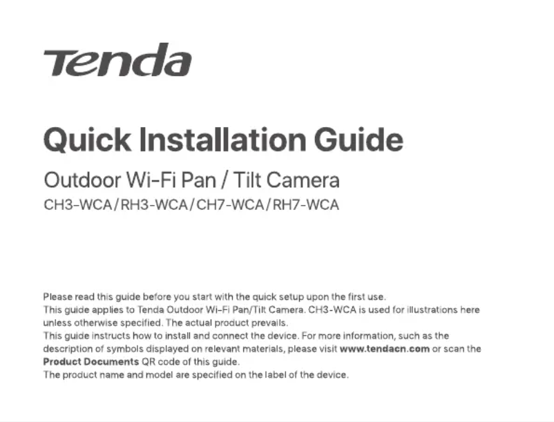 Page n°1 - Manuel utilisateur Tenda RH7-WCA
