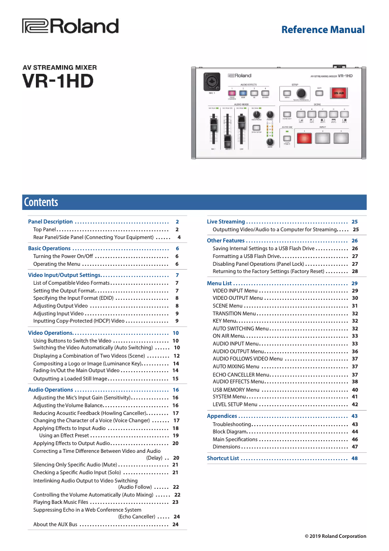Image de la première page du manuel de l'appareil VR-1HD