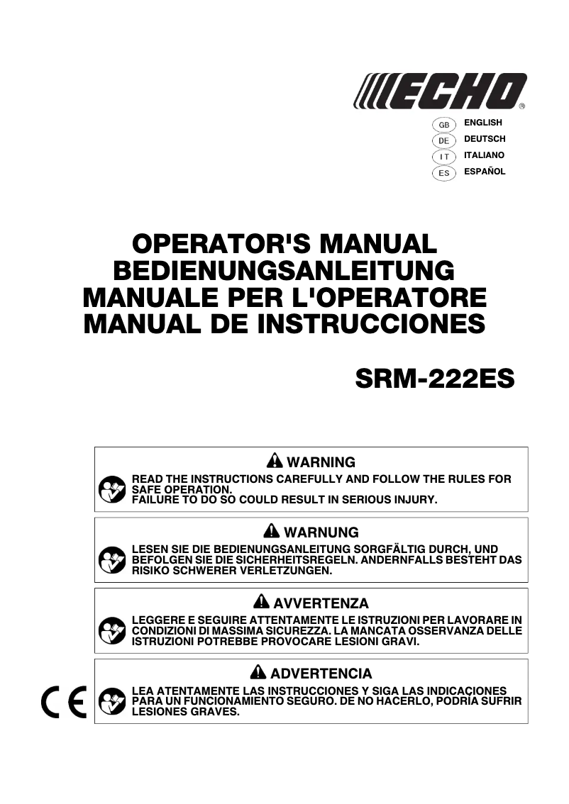 Page 1 de la notice Manuel utilisateur Echo SRM-222ES