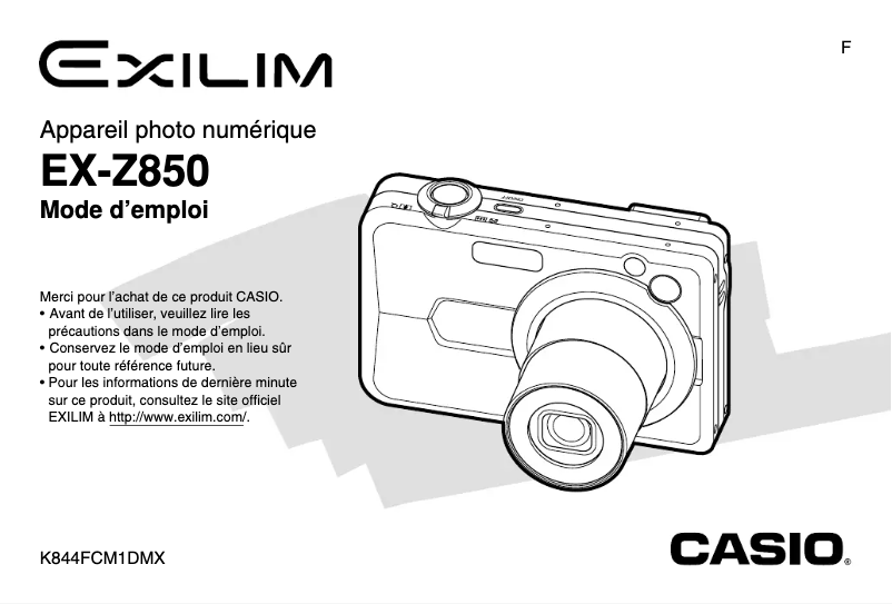 Page n°1 - Manuel utilisateur Casio Exilim EX-Z850