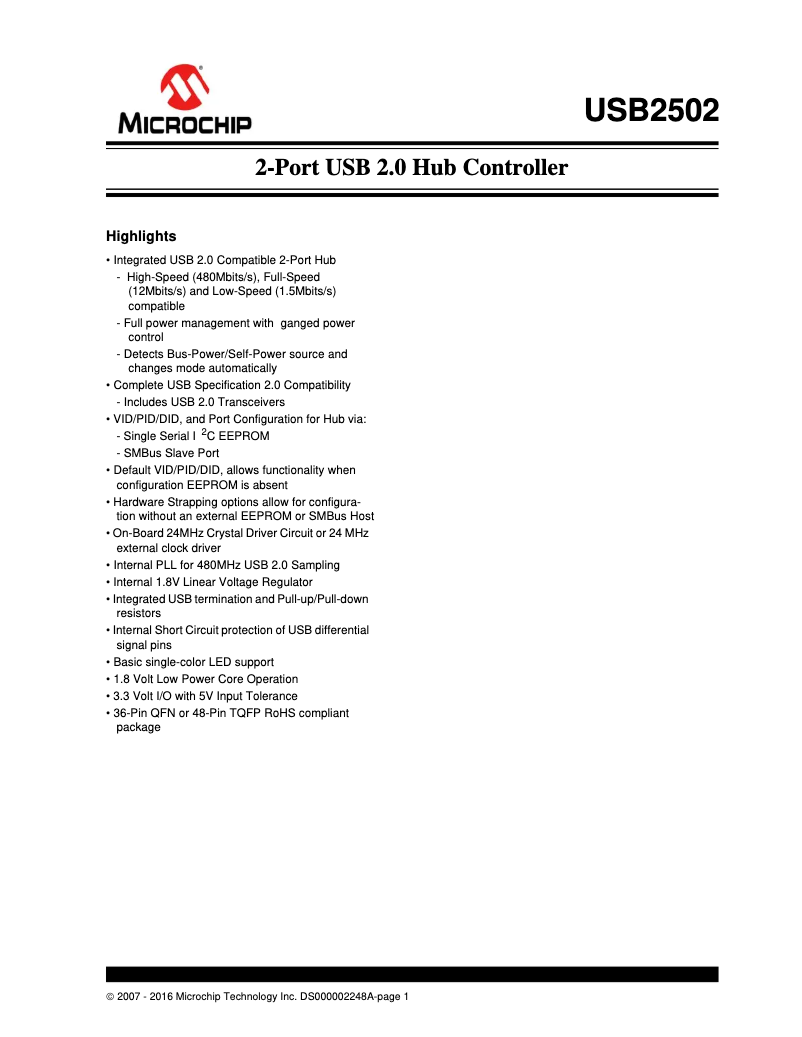 Image de la première page du manuel de l'appareil USB2502