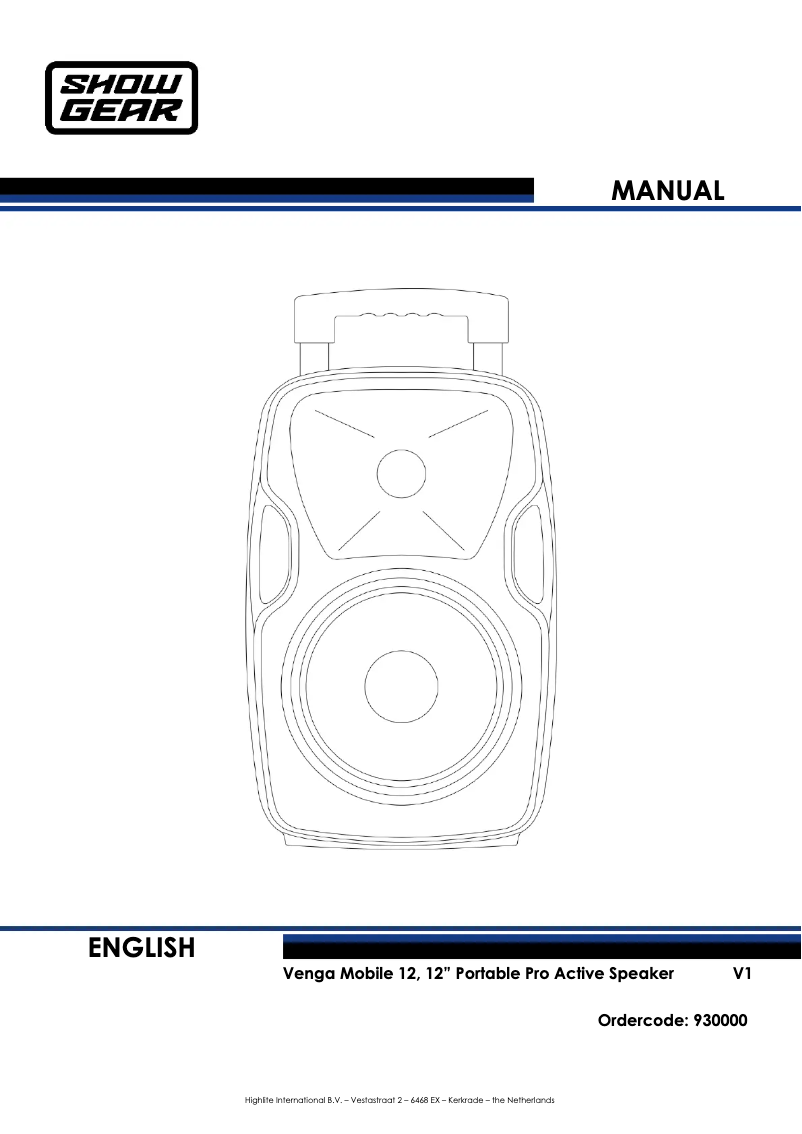 Page 1 de la notice Manuel utilisateur Showtec Venga mobile 12