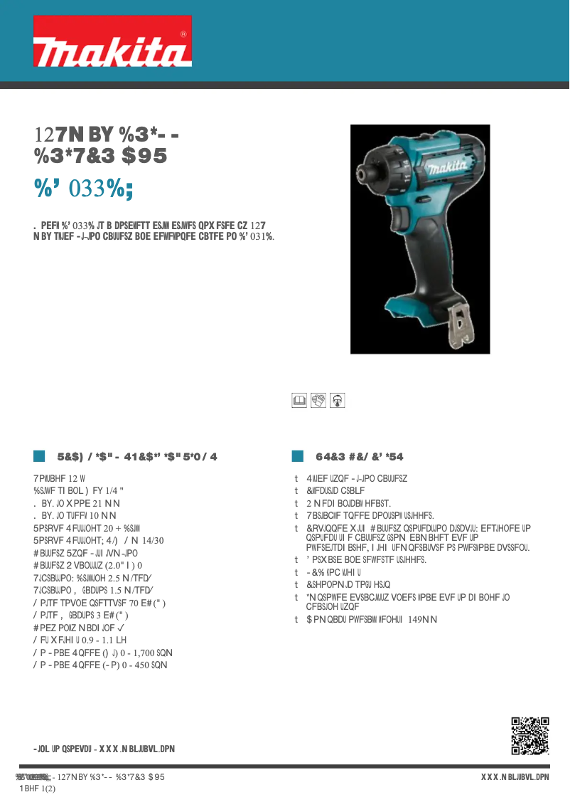 Page 1 de la notice Fiche technique Makita DF033DZ
