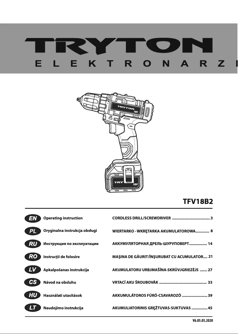 Página 1 del manual Manual de usuario Tryton TVF18B2
