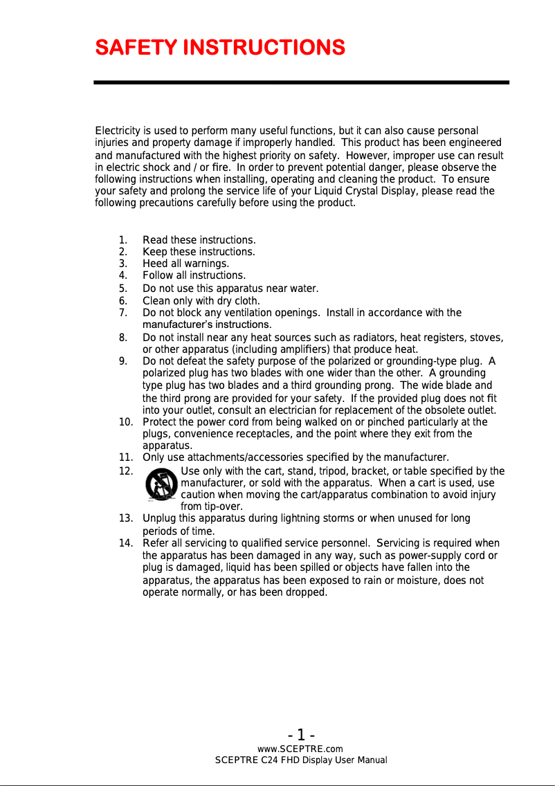 Page n°1 - Manuel utilisateur Sceptre C248W-1920RN