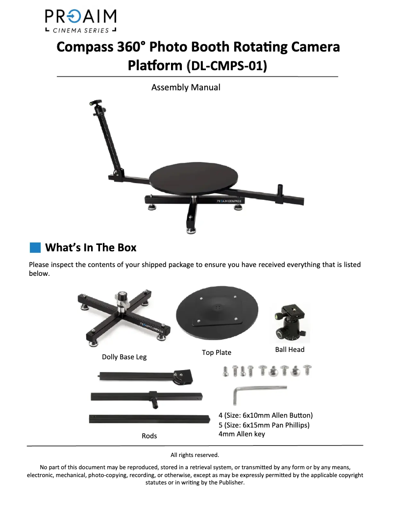 Page 1 de la notice Manuel utilisateur Proaim DL-CMPS-01