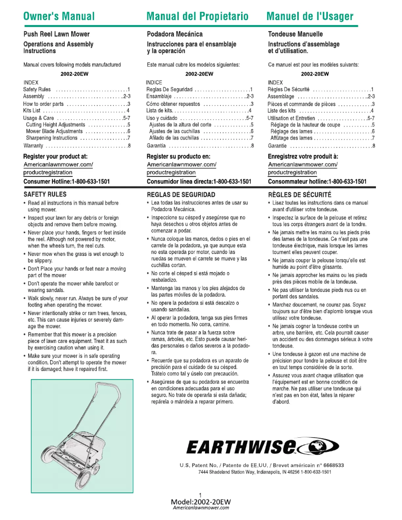Image de la première page du manuel de l'appareil 2002-20EW