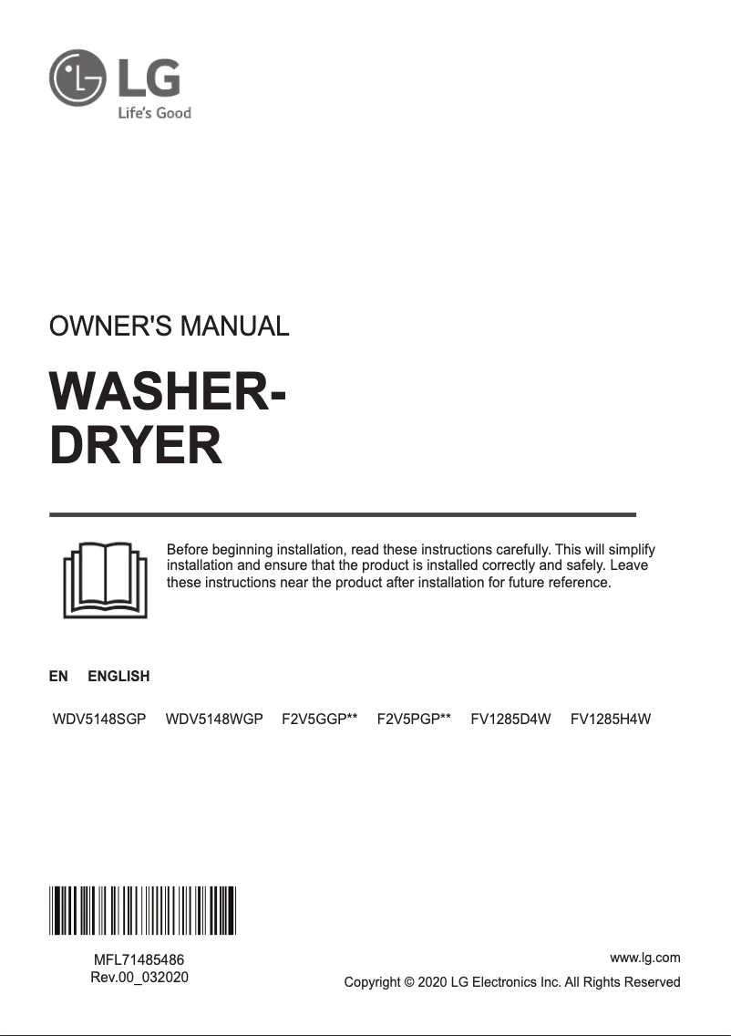 Page 1 de la notice Manuel utilisateur LG WDV5148SGP