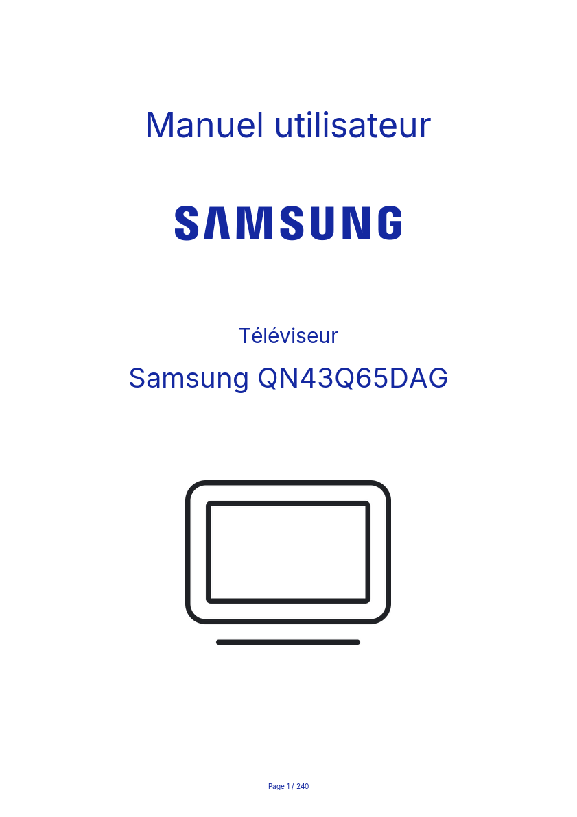 Page 1 de la notice Manuel utilisateur Samsung QN43Q65DAG