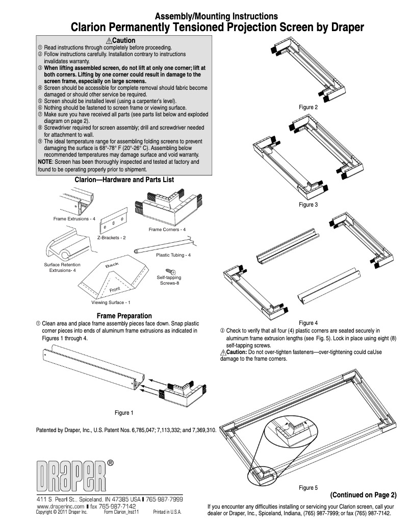 Page 1 de la notice Manuel utilisateur Draper Clarion