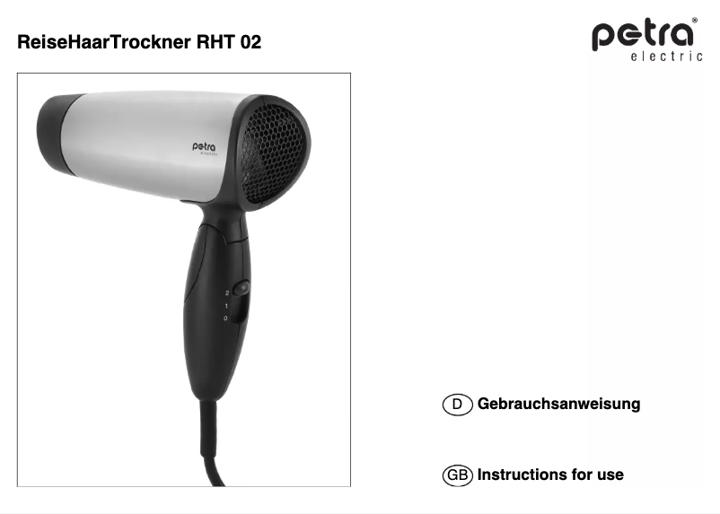Page 1 of the manual User Manual Petra Electric RHT 02