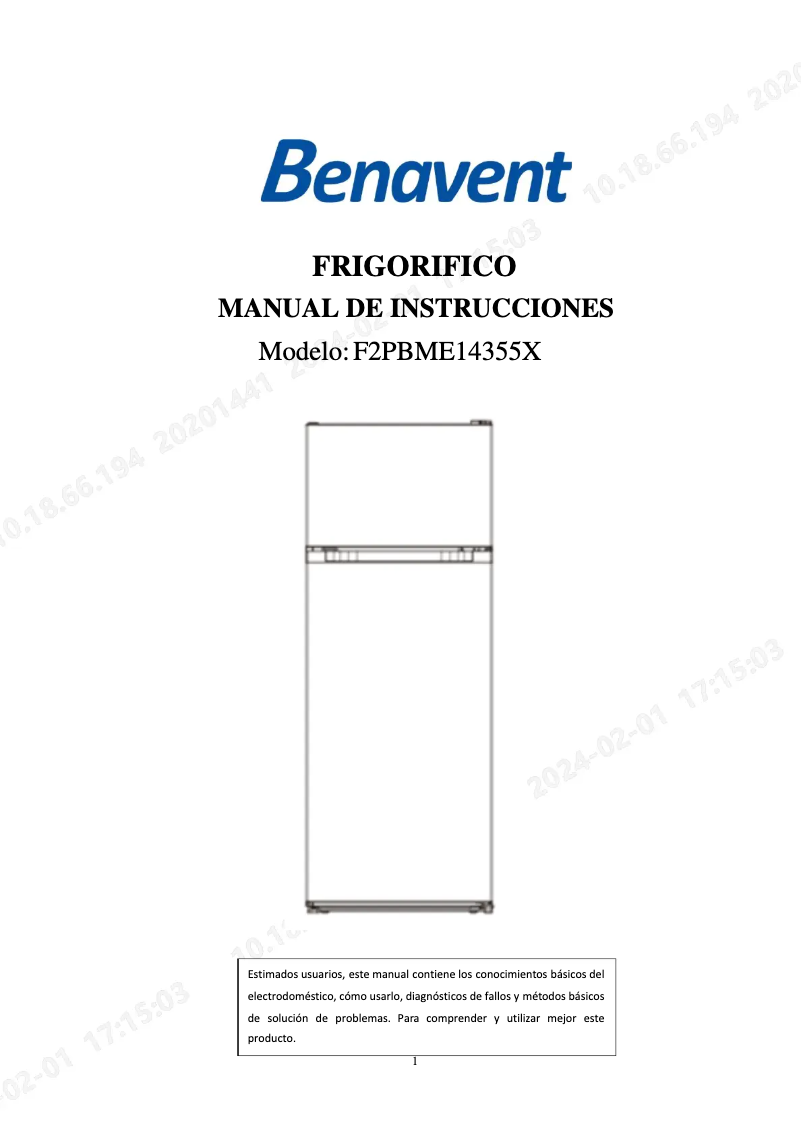 Page n°1 - Manuel utilisateur Benavent F2PBME14355X
